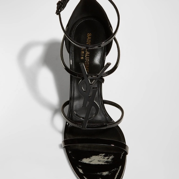Saint Laurent 100mm Opyum YSL Patent Leather Sandals with Black Hardware 38 - Picture 3 of 9